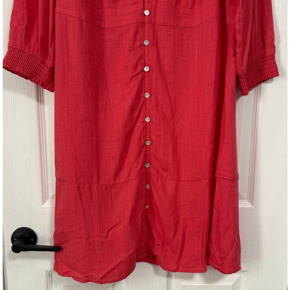 J.Jill Women's Coral Linen Blend Button Front Dress Size Large - Picture 3 of 14
